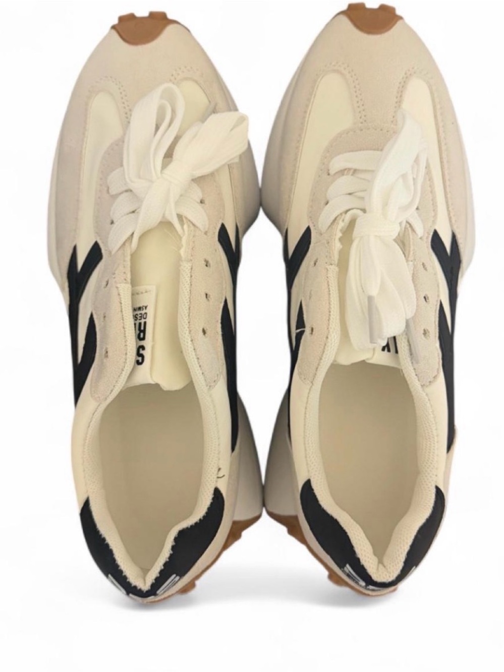Neutral Cream & Black Women's Running Sneakers
